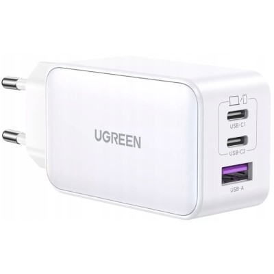 Мережевий Зарядний пристрій UGREEN CD244 USB-A+2xUSB-C 65W GaN Tech Fast Charger (15334) White