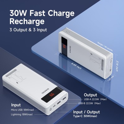 Портативна батарея Romoss 30000mAh 30W Sense 8PS Pro (PHP30-892-1133H) Bl