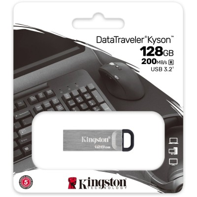 Флеш-память Kingston DT Kyson 128GB USB 3.2 Silver/Black (DTKN/128GB)