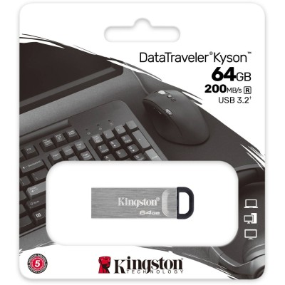 Флеш-память Kingston DT Kyson 64GB USB 3.2 Silver/Black (DTKN/64GB)