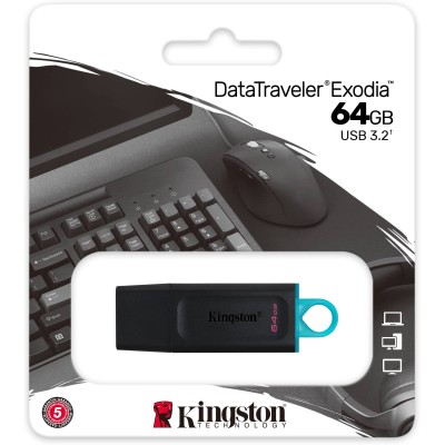 Флеш-пам'ять USB Kingston DataTraveler Exodia 64GB Black+Teal (DTX/64GB)