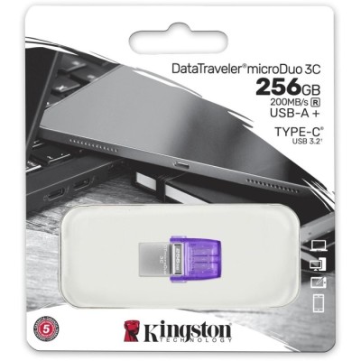Флеш-пам'ять USB Kingston DT microDuo 3C 256GB USB-A+USB-C (DTDUO3CG3/256GB)