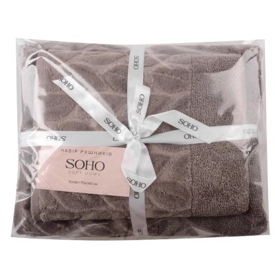 Текстиль банний SOHO Наб. руш. 50*90+70*140см бавовна 100% Leaves Cappuccino