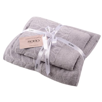 Текстиль банний SOHO Наб. руш. 50*90+70*140см бавовна 100% Leaves Light Gray