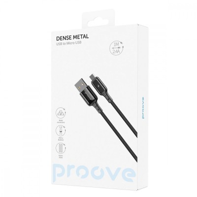 Кабель Proove Dense Metal Micro USB 2.4A (1m) (CCDM20001301) Black