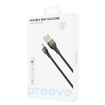 Кабель Proove Double Way Silicone Micro USB 2.4A (1m) (CCDS20001301) Black