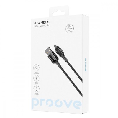Кабель Proove Flex Metal Micro USB 2.4A (1m) (CCFM20001301) Black