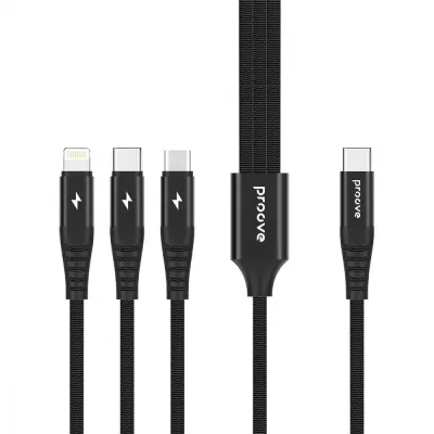 Кабель Proove Hydra 3 in1 Type-C + Micro USB + Lightning (1m) (CCHY15012101) black