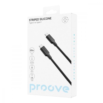 Кабель Proove Striped Silicone Type-C to Type-C 60W (1M) (CCSS60002201) Black