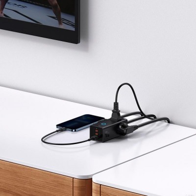 Мережевий фільтр Baseus PowerCombo Digital PowerStrip 3AC+1U+2C 40W (1.5m) (PSLA010201) black