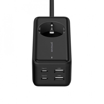 Мережевий фільтр Proove Power Strip Homester PD-03 1AC 65W (2 Type-C + 2USB) (PSP165220001) Black