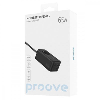 Мережевий фільтр Proove Power Strip Homester PD-03 1AC 65W (2 Type-C + 2USB) (PSP165220001) Black