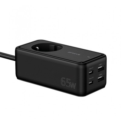 Мережевий фільтр Proove Power Strip Homester PD-03 1AC 65W (2 Type-C + 2USB) (PSP165220001) Black