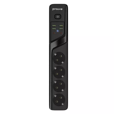 Мережевий фільтр Proove Power Strip P-04 (4 розетки + 4 USB + 2 Type-C) 2М (PSP442420001) Black