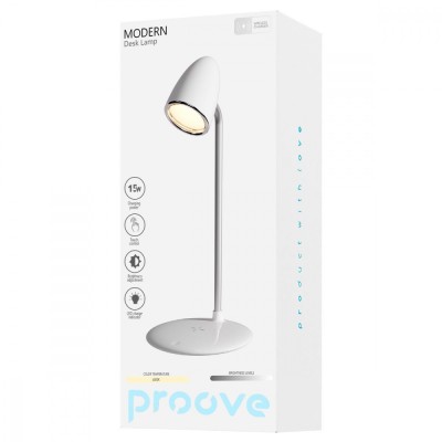 Настільна лампа з Бездротовою Зарядкою Proove Modern (PLMD05002002) White