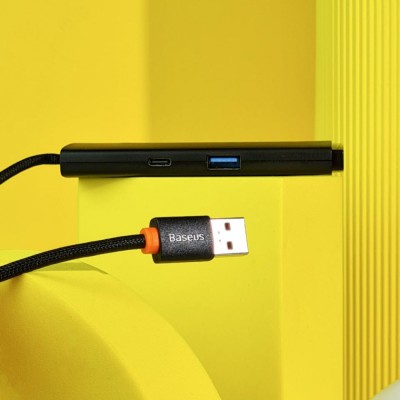 HUB Baseus Lite Series 4-in-1 Black (USB-A To USB 3.0*4) (0.25m) (WKQX030001)