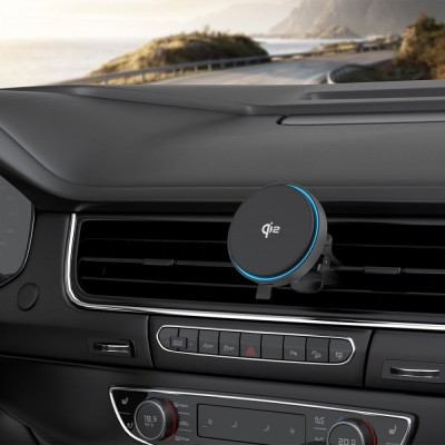 Автомобільний тримач З бездротовою зарядкою Light Circle Qi2 15W (WHLC15010002) Metal Gray