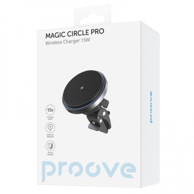 Автомобільний тримач З бездротовою зарядкою Proove Magic Circle Pro 15W (WHMP15010001) Black