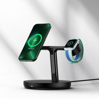 Бездротовий зарядний пристрій Baseus Swan 3-in-1 Wireless Magnetic Charging Bracket 20W (WXTE000101) Black