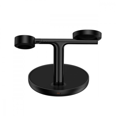 Бездротовий зарядний пристрій Baseus Swan 3-in-1 Wireless Magnetic Charging Bracket 20W (WXTE000101) Black