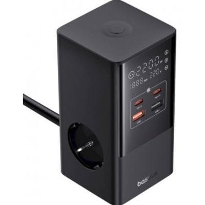 Зарядний Пристрій Baseus Power Combo Cube Power Strip 3xAC+2xUSB+2xType-C 30W (1.5m) (E00023606113-00) Black