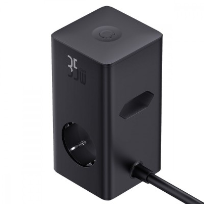 Зарядний Пристрій Baseus Power Combo Cube Power Strip 3xAC+2xUSB+2xType-C 30W (1.5m) (E00023606113-00) Black