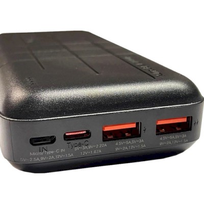 зовн. акум. XO PR188 - 20000 mAh PD20W + QC22.5W (Чорний)