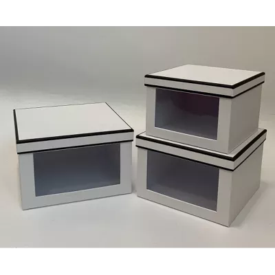 Подарункові коробки UFO W2017 Набір 3 шт Black/White квадр.