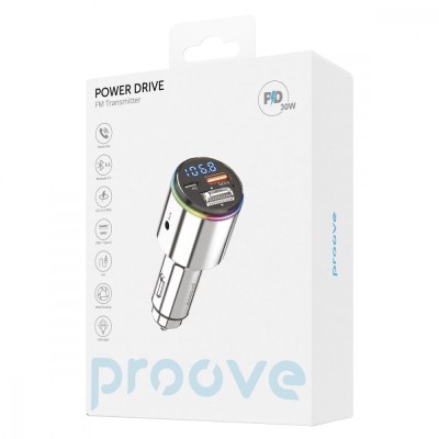 АЗП Proove FM Launcher Power Drive 30W (PD+QC3.0) Type-C+USB+AUX (FMPD30110006) silver