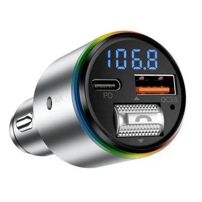 АЗП Proove FM Launcher Power Drive 30W (PD+QC3.0) Type-C+USB+AUX (FMPD30110006) silver