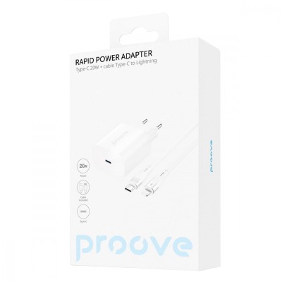 Зарядний Пристрій Proove Rapid 20W (Type-C) + Кабель Type-C to Lightning (WCRP20012102) (white)