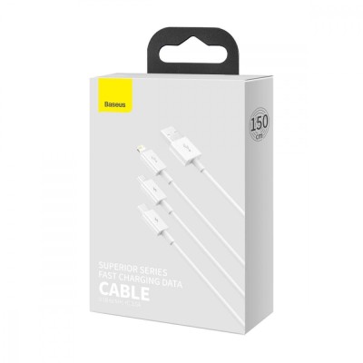 Кабель Baseus Superior Series Fast Charging 3-in-1 (Micro USB+Lightning+Type-C) 3.5A (1.5m) (CAMLTYS-03) Blue