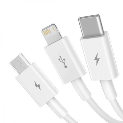 Кабель Baseus Superior Series Fast Charging 3-in-1 (Micro USB+Lightning+Type-C) 3.5A (1.5m) (CAMLTYS-03) Blue