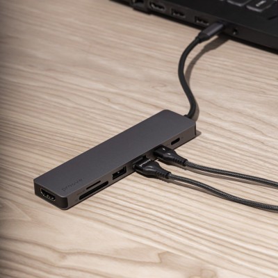 Type-C-Хаб Proove Iron Link 7 in 1 (2*Type-C + 2*USB3.0 + HDMI + SD/TF) (HBIL00222004) Silver