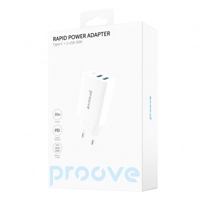 Зарядний Пристрій Proove Rapid 30W (2 USB + Type-C) (WCRP30210002) White