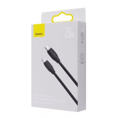 Кабель Baseus Jelly Liquid Silica Gel Fast Charging Data USB кабель Type-C to Lightning 20W 1.2m (CAGD020001) Black