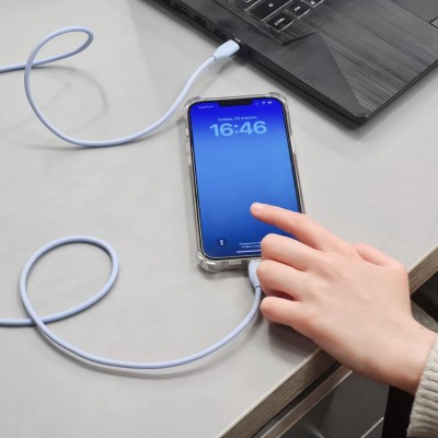 Кабель Baseus Jelly Liquid Silica Gel Fast Charging Data USB кабель Type-C to Lightning 20W 1.2m (CAGD020001) Black