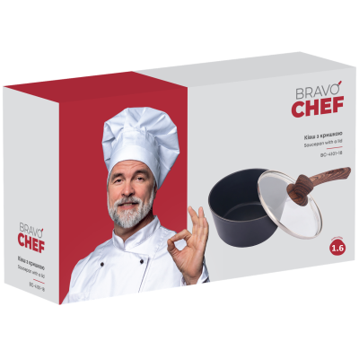 Ківш BRAVO CHEF класичний 18 см (1.6 л) з кришкою (BC-4101-18)