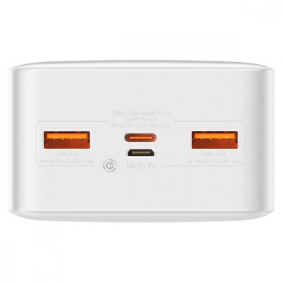 Портативна батарея Baseus 30000mAh 20W Display (PPBD050402) White