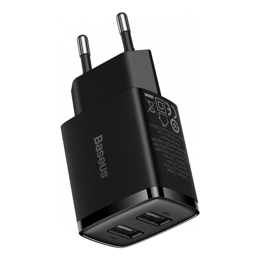 Зарядний Пристрій Baseus Compact Charger 2U 10.5W (CCXJ010201) Black Зарядний Пристрій Baseus Compact Charger 2U 10.5W (CCXJ010201) Black