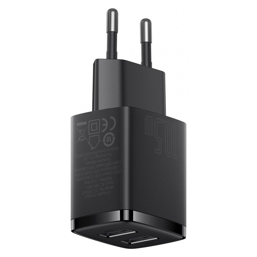 Зарядний Пристрій Baseus Compact Charger 2U 10.5W (CCXJ010201) Black Зарядний Пристрій Baseus Compact Charger 2U 10.5W (CCXJ010201) Black