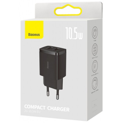 Зарядний Пристрій Baseus Compact Charger 2U 10.5W (CCXJ010201) Black Зарядний Пристрій Baseus Compact Charger 2U 10.5W (CCXJ010201) Black
