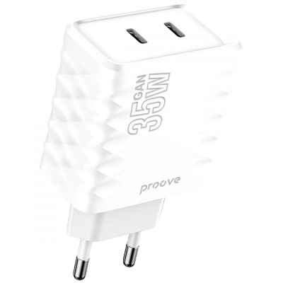 Зарядний Пристрій Proove Speed Surge Gan 35W (Type-C + Type-C) (WCSS30020002) White
