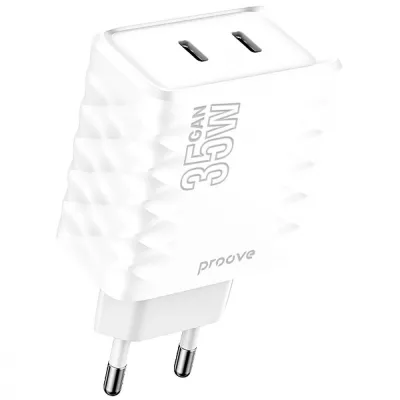 Зарядний Пристрій Proove Speed Surge Gan 35W (Type-C + Type-C) (WCSS30020002) White