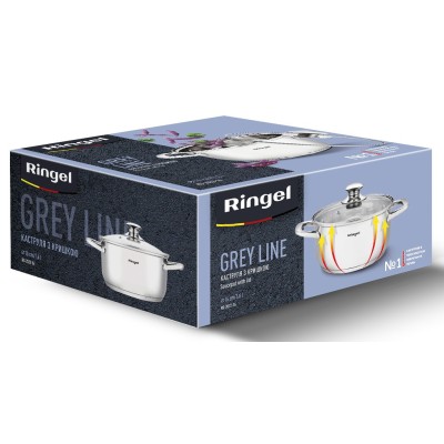 Каструля RINGEL Grey line 16 см (1.6л) з кришкою нерж (RG-2022-16)
