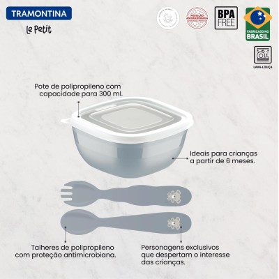 Набір посуду дит. TRAMONTINA Baby Le Petit 3пр. gray (23797/603) Набір посуду дит. TRAMONTINA Baby Le Petit 3пр. gray (23797/603)