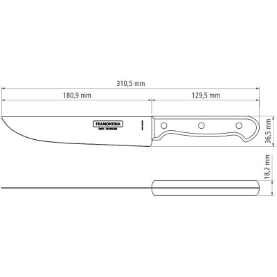 Ніж TRAMONTINA POLYWOOD /кухарський 18см (чер.дер) в інд.уп (21138/177)