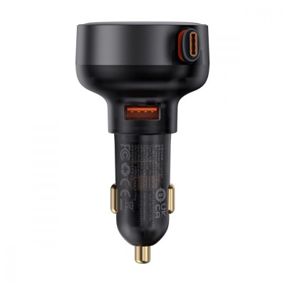 АЗП Baseus Enjoyment Pro U + Retractable Cable Type-C 60W (C00057802111-02) Black
