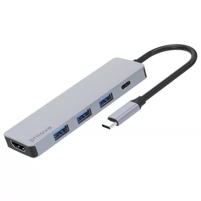 Type-C-Хаб Proove Iron Link 5 in 1 (3*USB3.0 + Tyce C + HDMI) (HBIL00010604) Silver