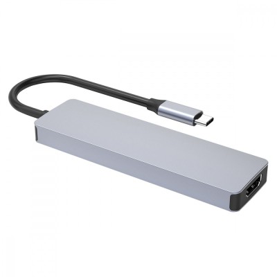 Type-C-Хаб Proove Iron Link 5 in 1 (3*USB3.0 + Tyce C + HDMI) (HBIL00010604) Silver